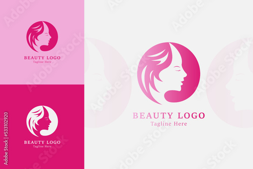 Beauty woman's face logo template