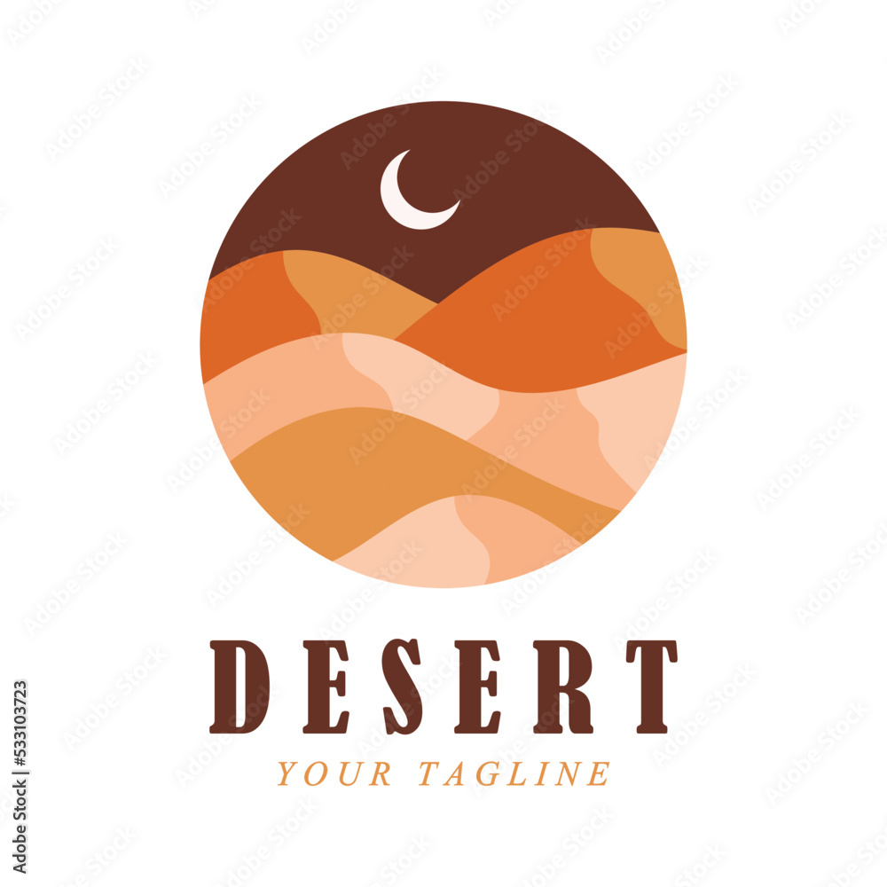 creative desert logo with slogan template creative desert logo with slogan template