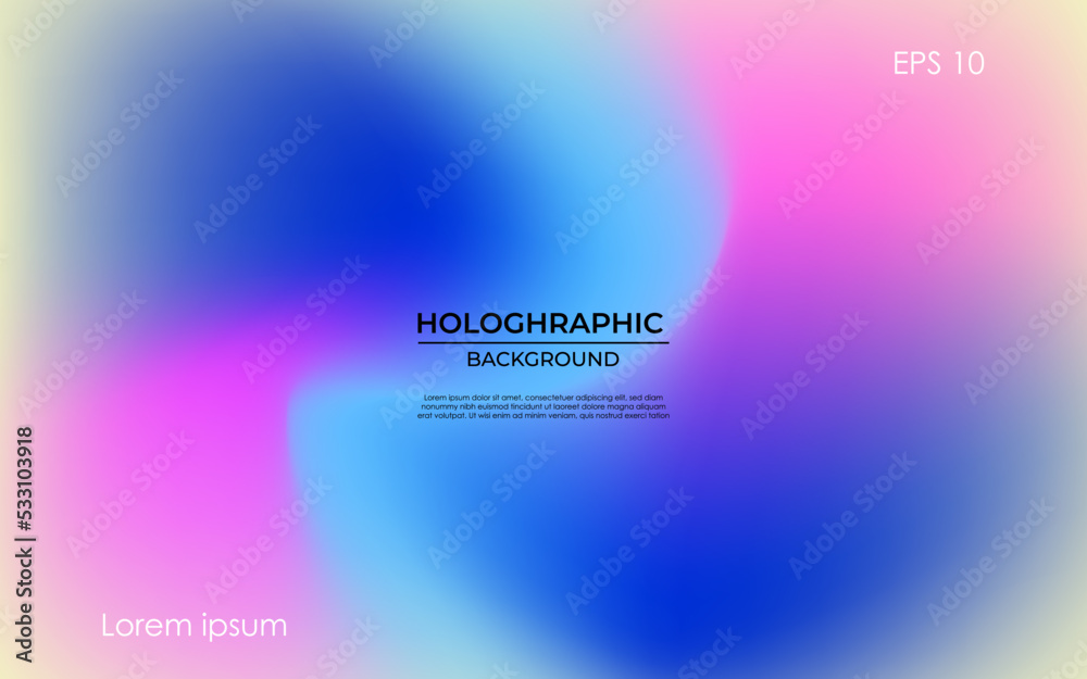 abstract colorful blue, pink soft smooth holographic blurry background. eps10 vector