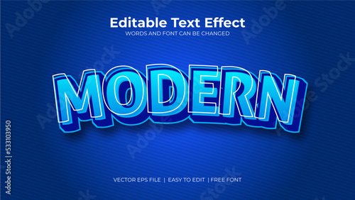 Modern text effect in 3d style sky blue color