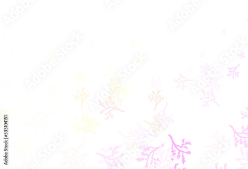 Light Pink  Yellow vector natural artwork with sakura.
