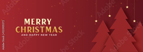 red christmas background with tree