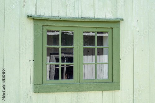 Traditional routed window from Valdres Folk Museum  Norway.