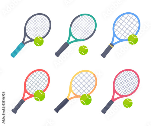 Tennis rackets and balls. outdoor sports equipment © anuwat