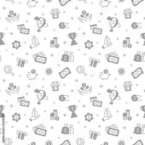 Money and finance vector background. Financial and business seamless pattern design.