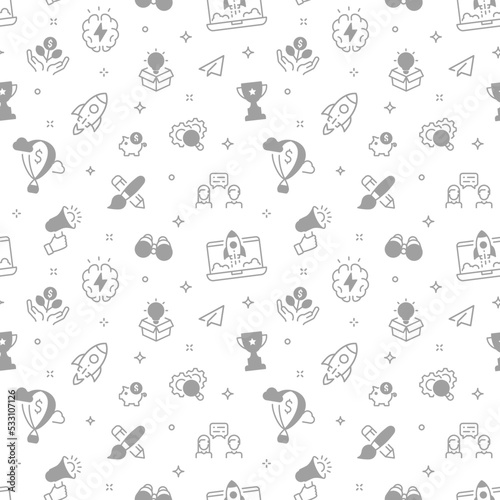 Startup business vector background. Start up seamless pattern design.