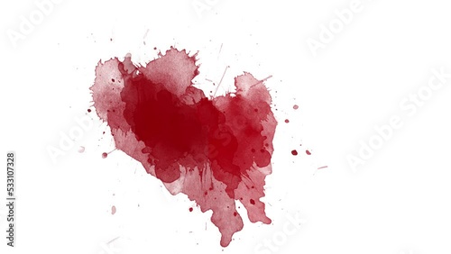 Red Ink brush stroke transition. Ink splash. Abstract ink brush blot, splat, fluid art, overlay, alpha matte composition, spreading brush stroke. slow motion ink transition splatter spreading effect.