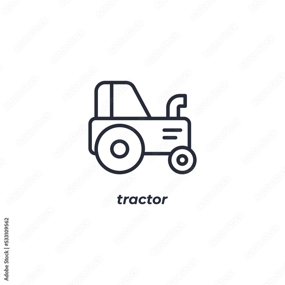 Vector sign tractor symbol is isolated on a white background. icon color editable.