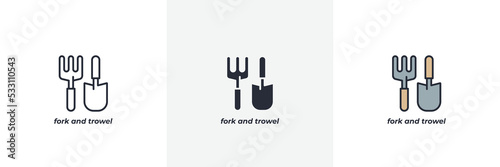 fork and trowel icon. Line, solid and filled outline colorful version, outline and filled vector sign. Idea Symbol, logo illustration. Vector graphics