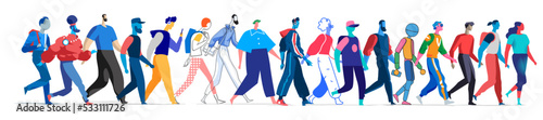 Collection of male characters for character animation. Isolated on white background. Vector illustration