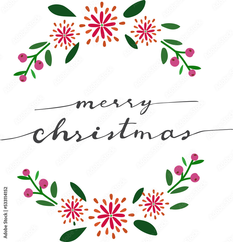 Christmas wreath frame with merry christmas calligraphy Christmas wreath frame with merry christmas calligraphy