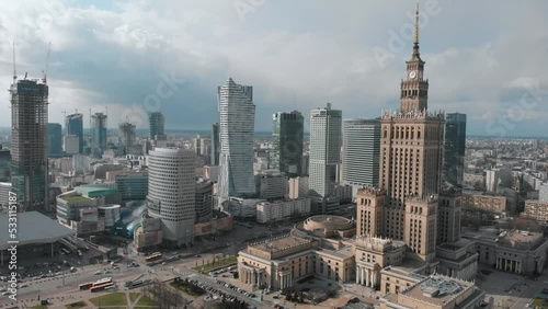 Aerial View Of Palace Of Culture And Science And The Skyscrapers Nearby, Warsaw