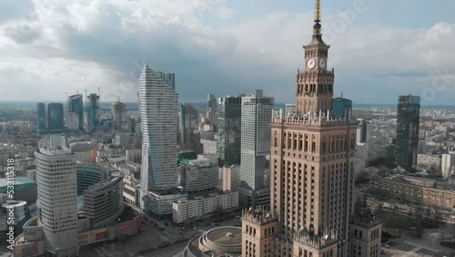 Aerial View Of Palace Of Culture And Science And The Skyscrapers Nearby, Warsaw
