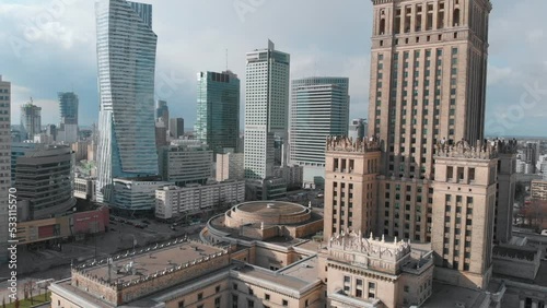 Aerial View Of Palace Of Culture And Science And The Skyscrapers Nearby, Warsaw