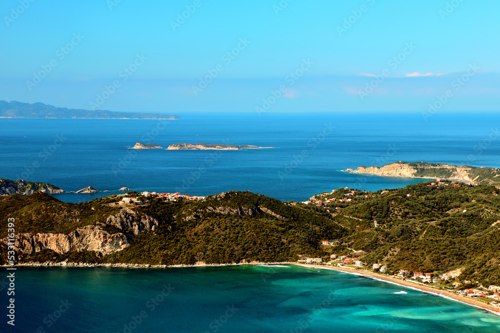picturesque summer view, amazing coast popular island of Greece - Corfu (Kerkyra) , Porto Timoni bay, Afiona village, Paleokasatrs rgion, Greece, Europe	
