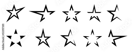 Set of abstract stars icons vector on white background. Creative modern stars. Design logo.