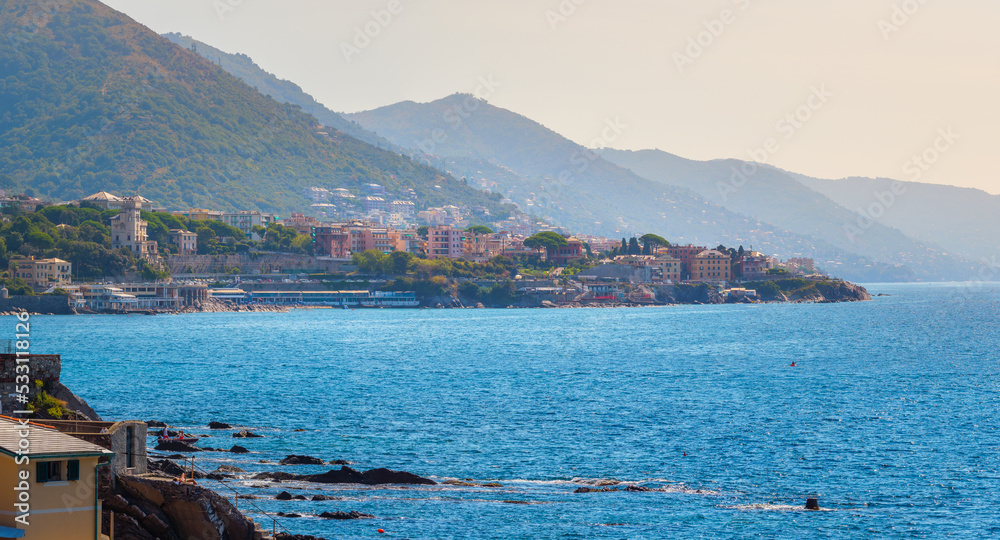 Genoa beach with sights