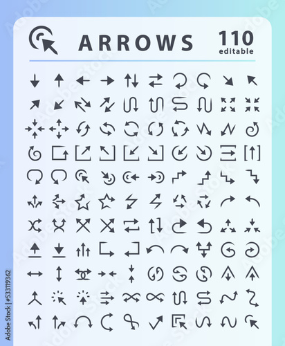 arrows set, line editable icons