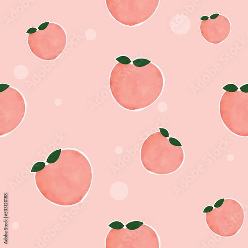 Peach fruit pattern seamless hand drawn