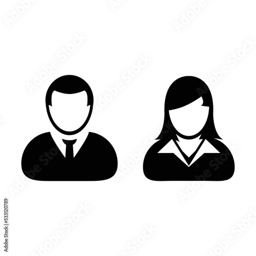 People icon vector male and female user profile person avatar symbol for business in a flat color glyph pictogram sign illustration