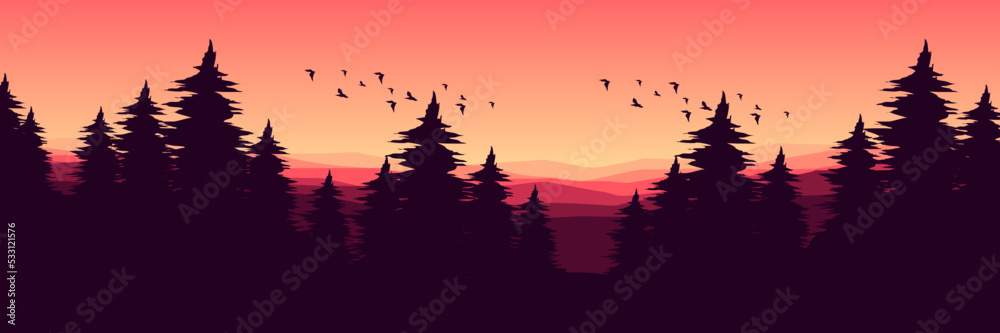 tree sillhouette sunset mountain landscape vector illustration good for wallpaper, background, backdrop, banner, web, travel, adventure, and design template tree sillhouette sunset mountain landscape vector illustration good for wallpaper, background, backdrop, banner, web, travel, adventure, and design template