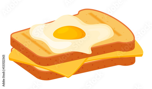 Sandwich.Sandwich with cheese and egg.Vector illustration isolated on a white background.