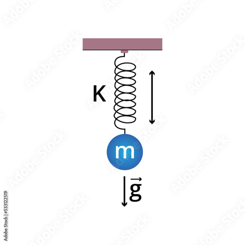 Vector illustration of a simple harmonic oscillator, flat design for studying Physics, hard sciences.