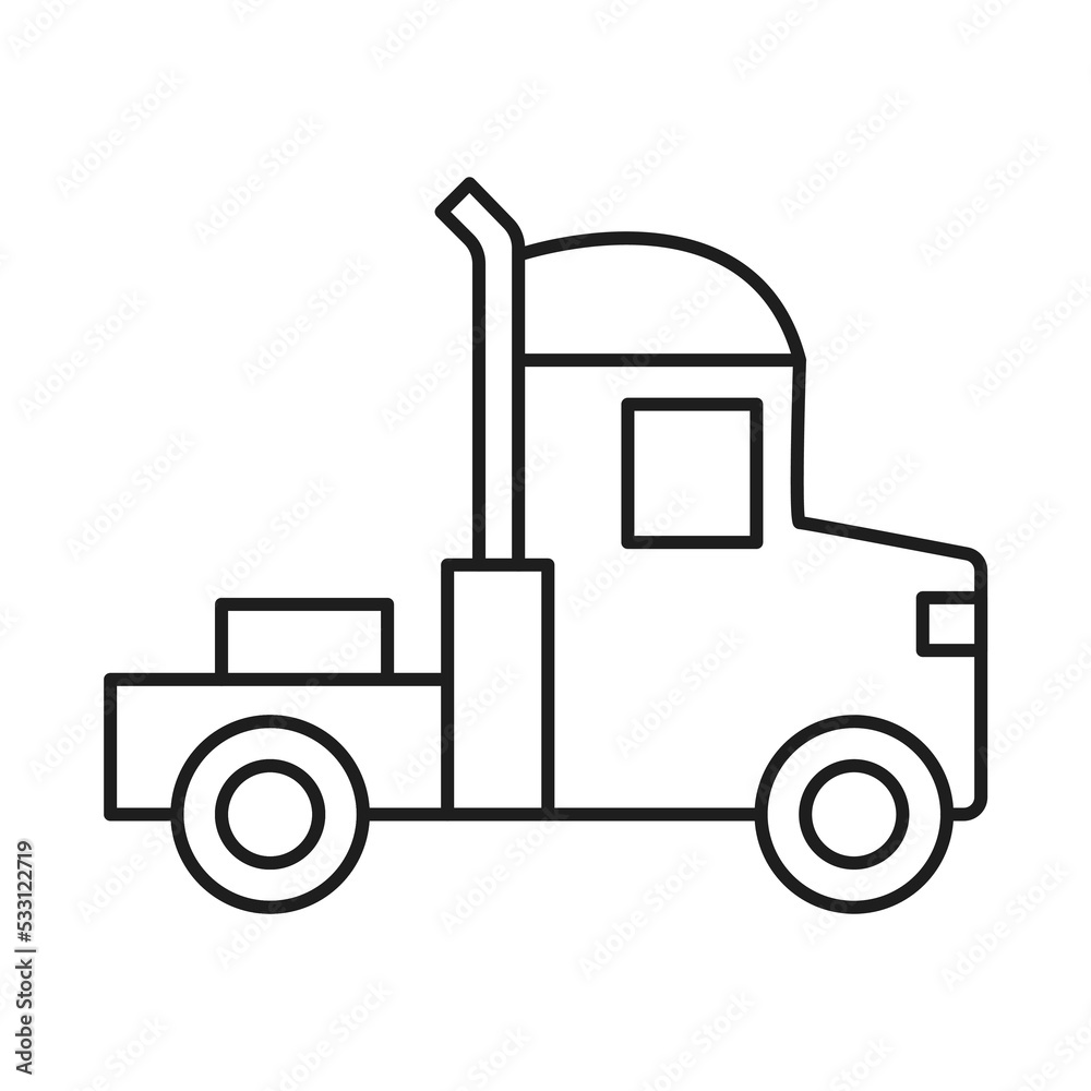 Big truck line icon. Monochrome illustration