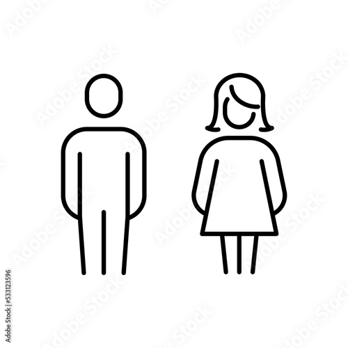 Simple linear icon silhouette of a man and a woman