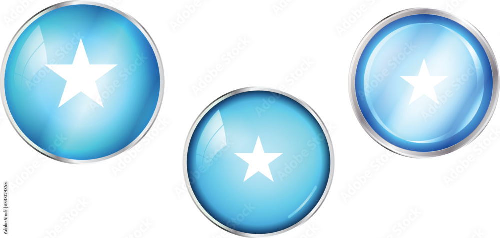 Round national flag pin of Somalia.Circular vector flag of Somalia Round national flag pin of Somalia.Circular vector flag of Somalia
