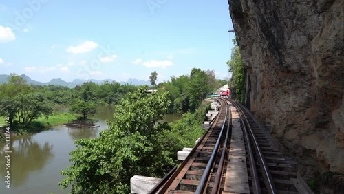 The Cliff of death railway bridge in Kanchanaburi, Thailand.