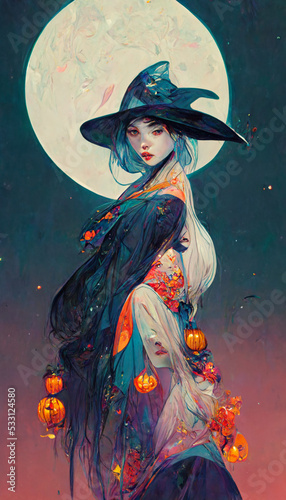 Halloween beautiful witch illustration