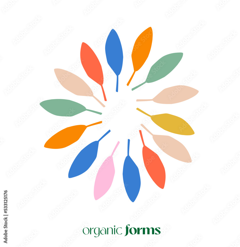 Vector Organic Abstraction Landscape Plants Fruits Cut Pieces of Paper Shapes Flowers Bouquets Vase Vector Organic Abstraction Landscape Plants Fruits Cut Pieces of Paper Shapes Flowers Bouquets Vase