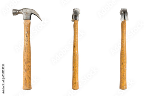 old claw hammer seen from three sides