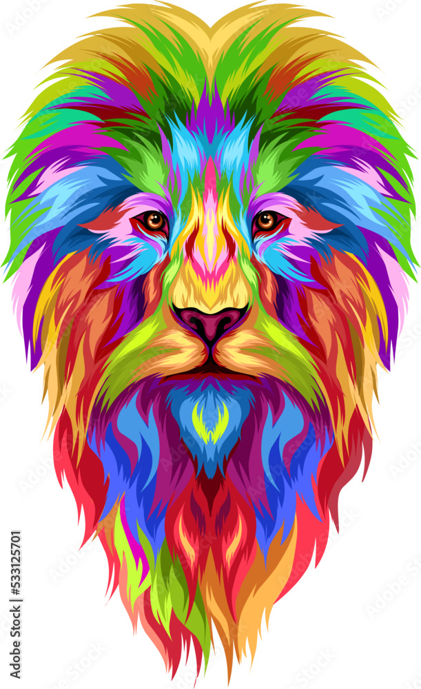 Vector of lion head full color and colorful 