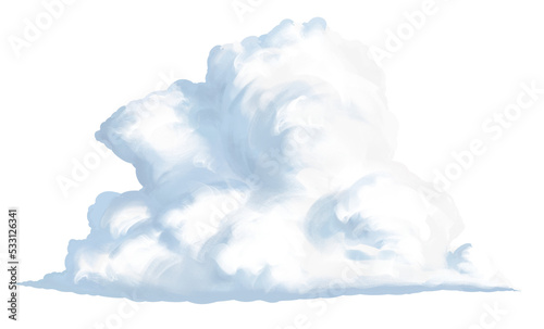 Bright big white cloud hand drawn illustration isolated PNG	
