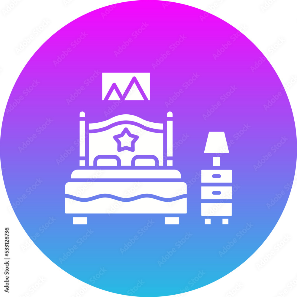 Fototapeta premium Bedroom Gradient Circle Glyph Inverted Icon