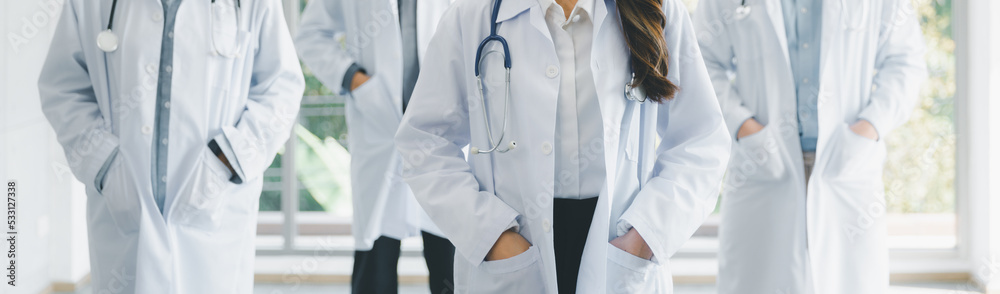 Doctors or medical worker standing with copy space, Unrecognizable professional medical team Doctors or medical worker standing with copy space, Unrecognizable professional medical team