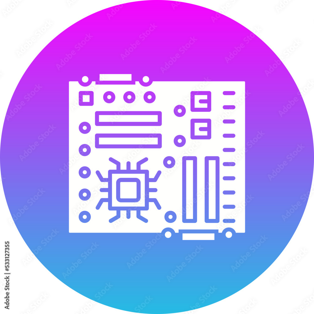 Motherboard Gradient Circle Glyph Inverted Icon Motherboard Gradient Circle Glyph Inverted Icon