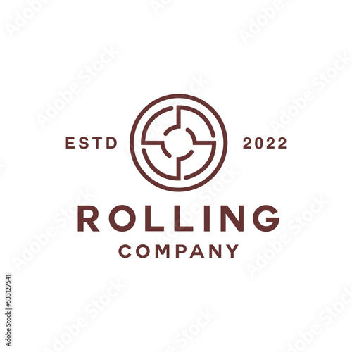 Monoline rolling Logo vector design graphic emblem