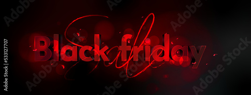 Black friday banners with lights  3d text