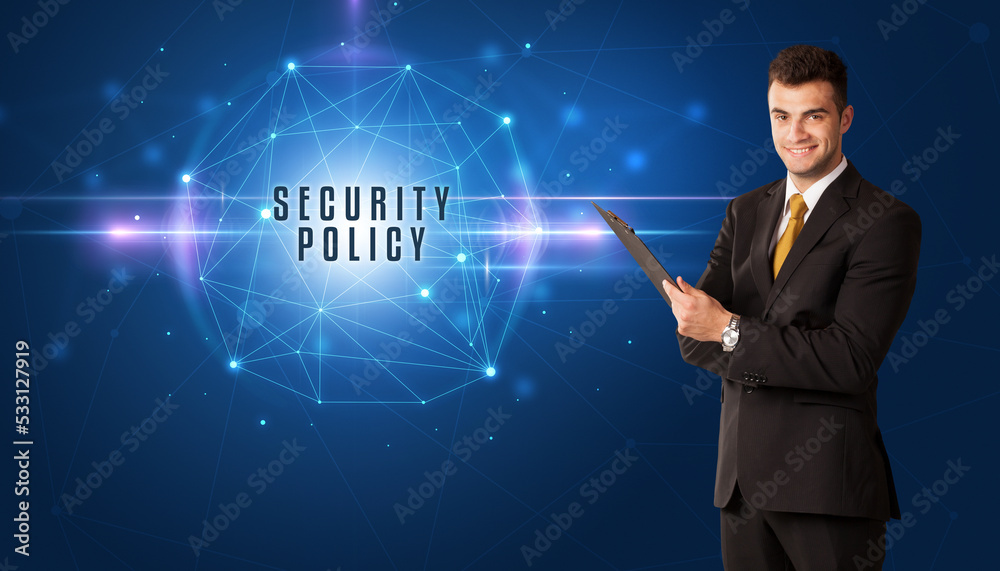 businessman thinking about security concept businessman thinking about security concept