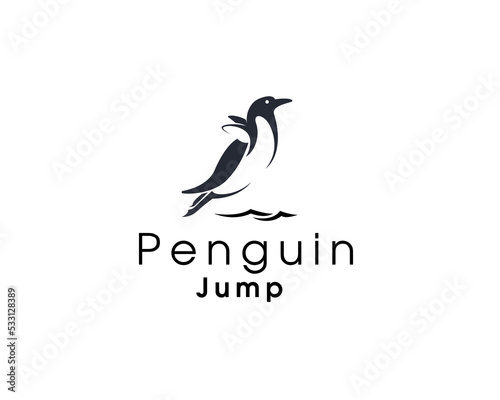 flying jump penguin art logo icon symbol design template illustration inspiration