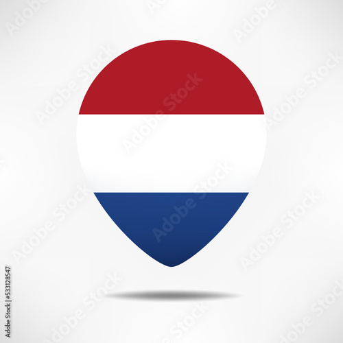 Free Download Netherlands map pointers flag with shadow. Pin flag - GFXLoad