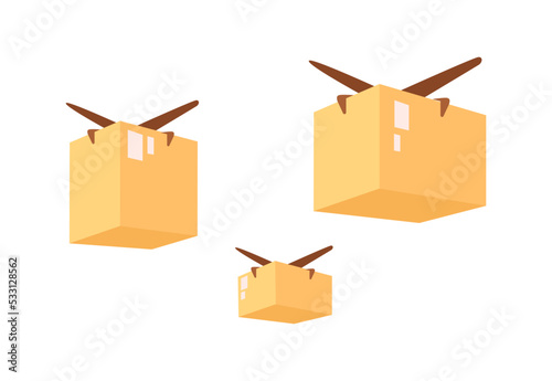 Delivery of small parcels by drones, isolated LTL shipment and logistics. Modern technologies assisting in fast transportation. Vector in flat cartoon style