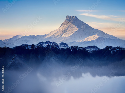 Mountain peaks in winter. Snow covered mountains landscape © Visual Content