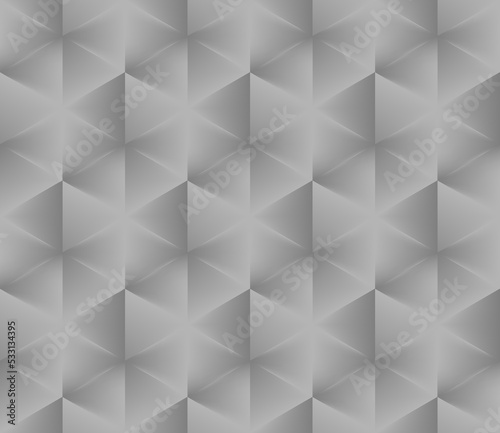 Vector seamless geometric pattern in grey tints. A grid of pyramidal octagons-large cells. Repeating geometric background.