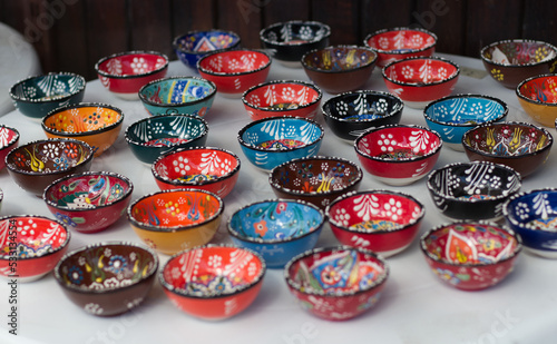 table with ceramic bowls