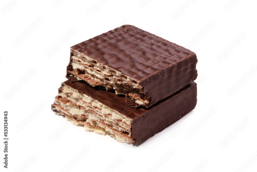 Tasty crispy chocolate wafer isolated Tasty crispy chocolate wafer isolated