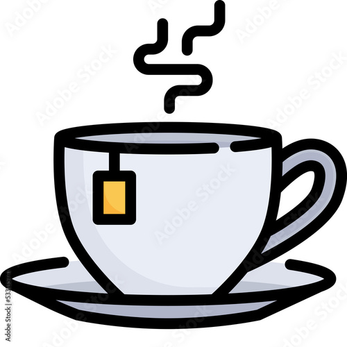Hot tea icon. Filled outline design. For presentation, graphic design.
